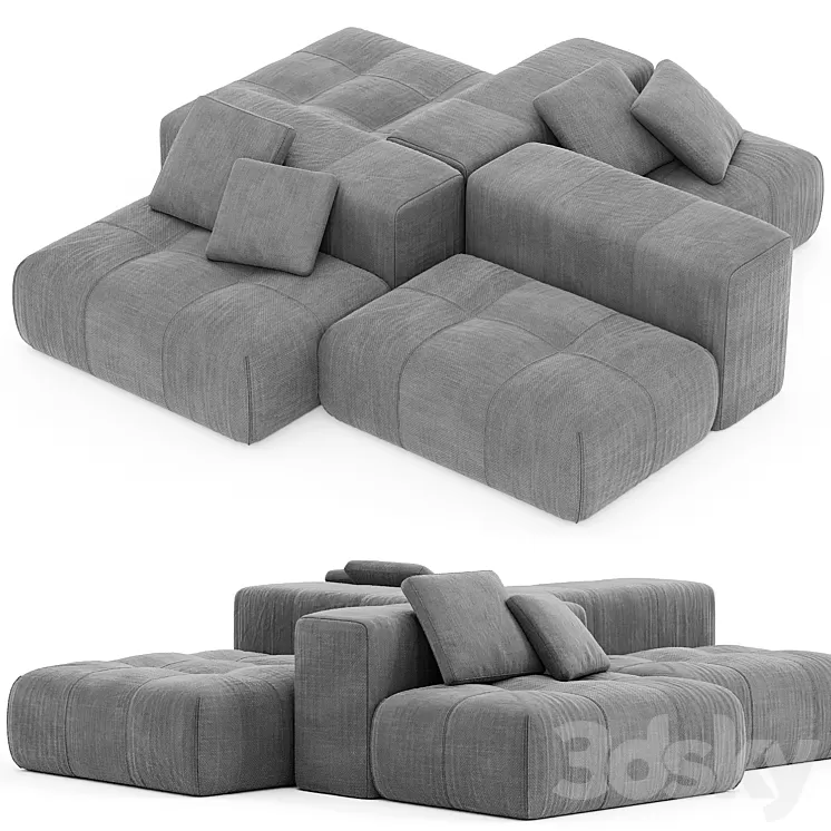 Saba Italia PIXEL Sectional fabric sofa with removable cover 3D Model Free