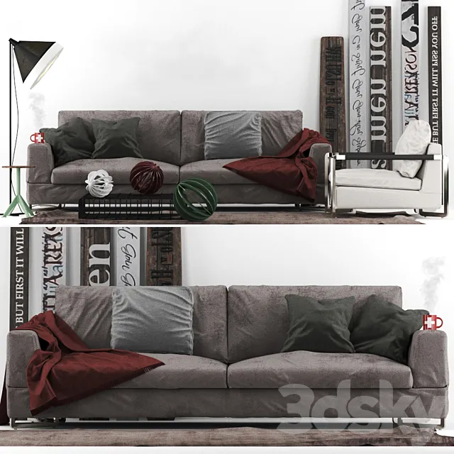 Saba Italia Sofa No Logo Basic Armchair No Logo Light 3DModel