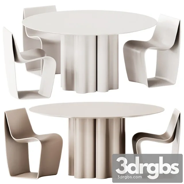 Saba Italia Teatro Magico Round Dining Table and MDF Italia Sign Matt Chair 3D Model Free