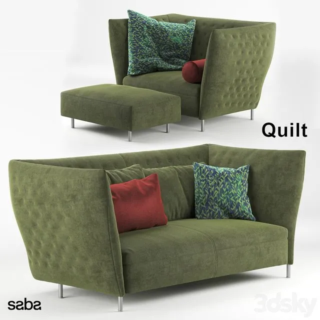 Sabana Italia Quilt sofa and armchair 3D Model
