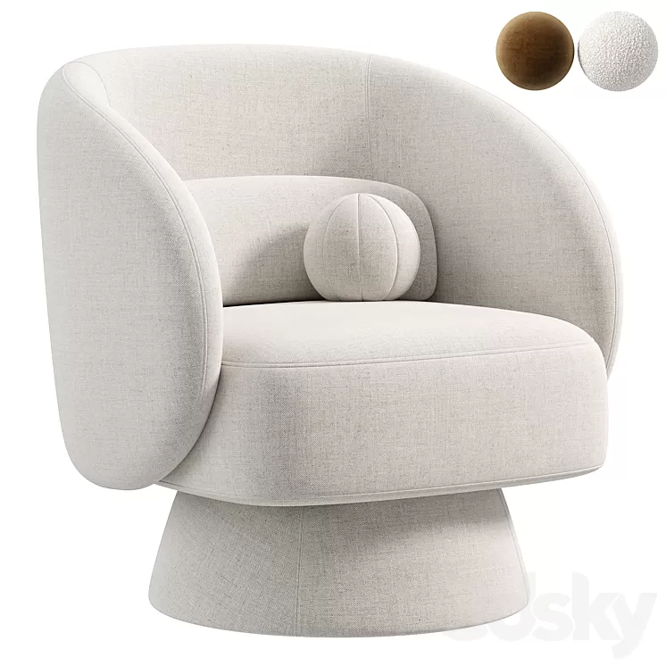 Saboor Upholstered Swivel Barrel Chair 3D Model Free
