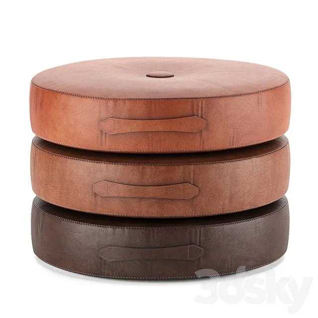 Saddle Color Leather Drum Stacking Cushion 3DModel