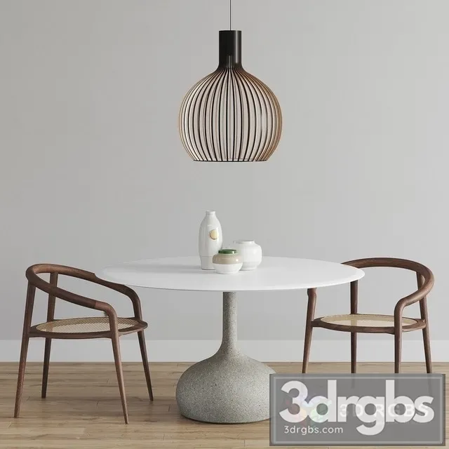 Saen Round Table Set 3D Model Free