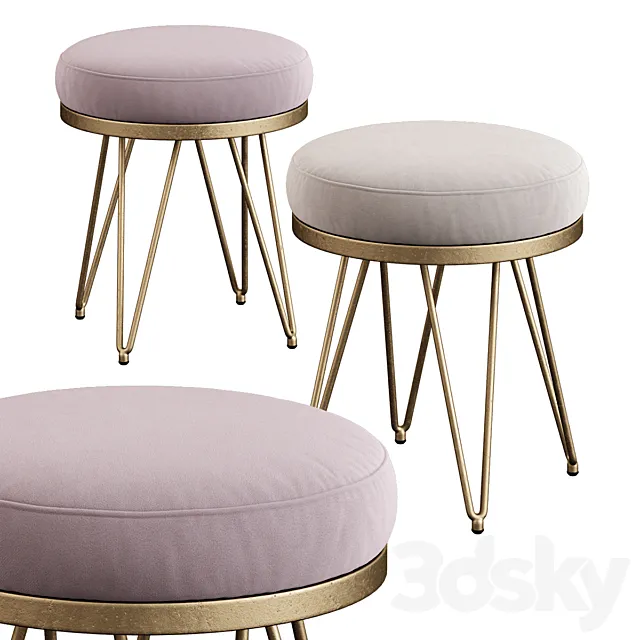 Safavieh _ Jenine Faux Ostrich Round Bench 3DModel