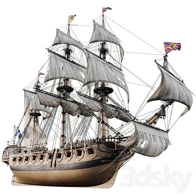 Sailing frigate Oliphant 1705 3DModel