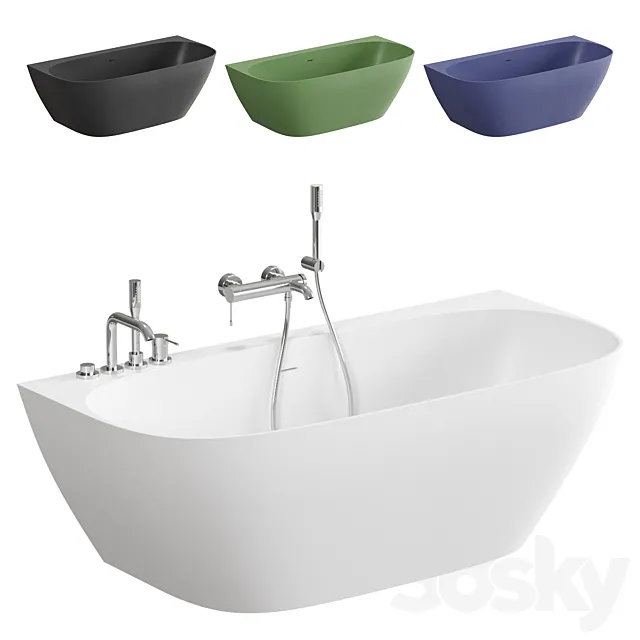 Salini Sofia Wall artificial stone bathtub 170x80 3D Model