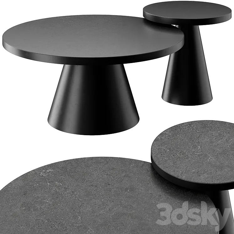 SALONTAFEL LEEDS ROND - ZWART KERAMIEK COFFEE AND SIDE TABLE 3D Model Free