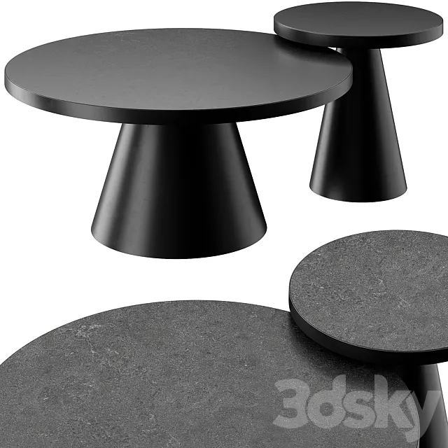 SALONTAFEL LEEDS ROND - ZWART KERAMIEK COFFEE AND SIDE TABLE 3D Model