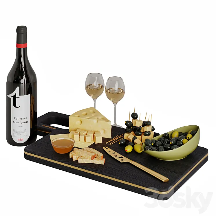 Salt&Pepper Wine decor set 3 3D Model Free