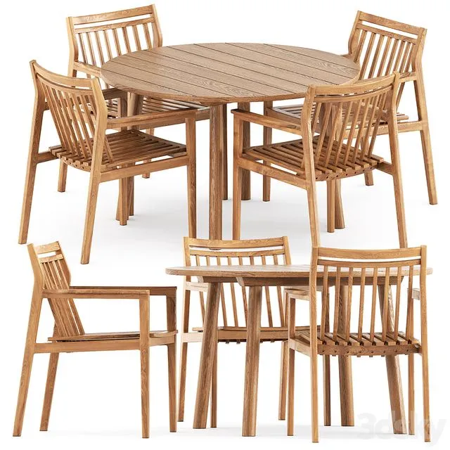 Sammen M1 by FDB Mobler and Taro Table by Fredericia 3D Model