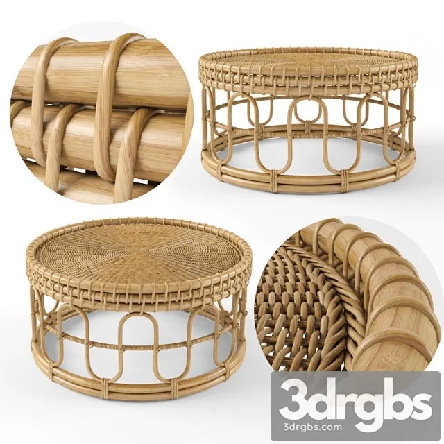 Samson Rattan Coffee Table 80 Natural 3D Model Free