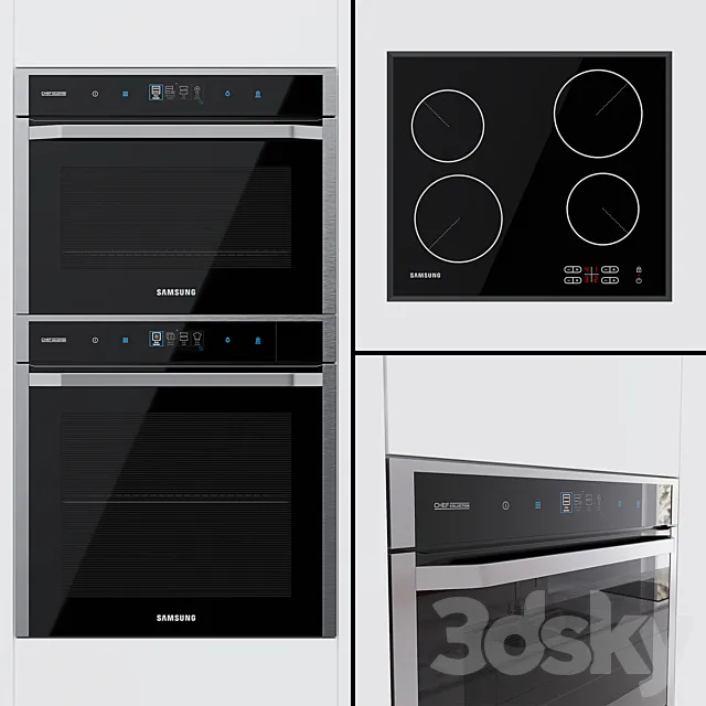 Samsung Chef Collection - oven NV73J9770RS. compact oven NQ50J9530BS and hob C61R1AAMST 3DModel