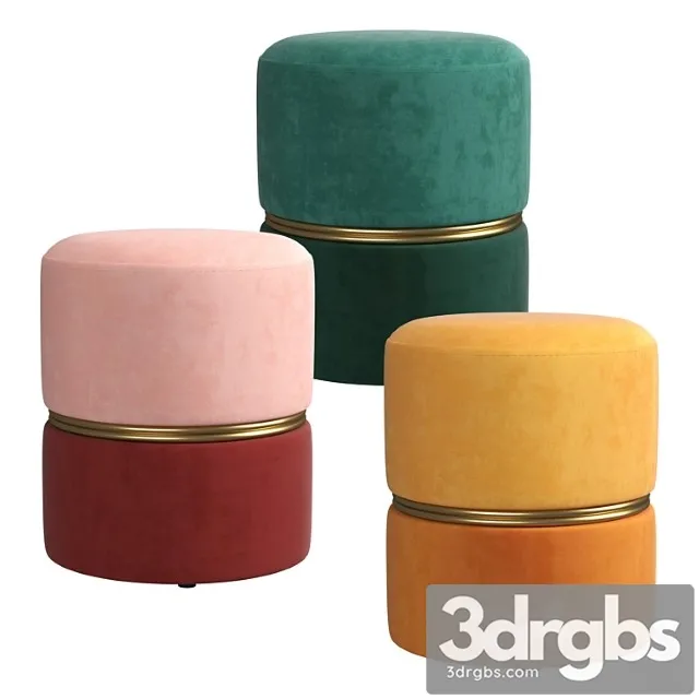 Samt Hocker Bubbly 3D Model Free