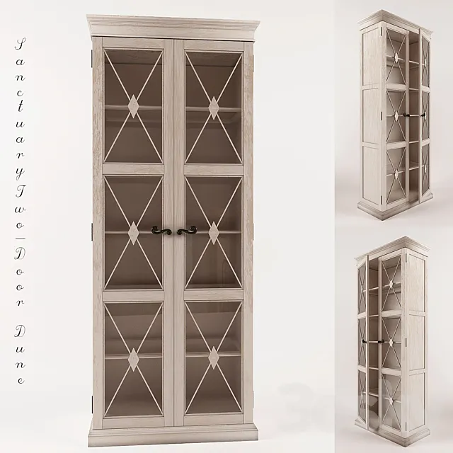 Sanctuary Two-Door Thin Display Cabinet - Dune 3DModel