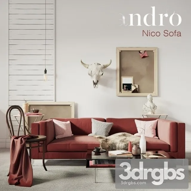 Sandro Nico Sofa Claret Set 3D Model Free