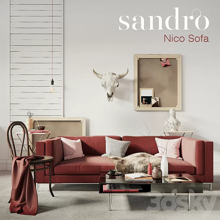 SANDRO Nico Sofa Claret set 3D Model