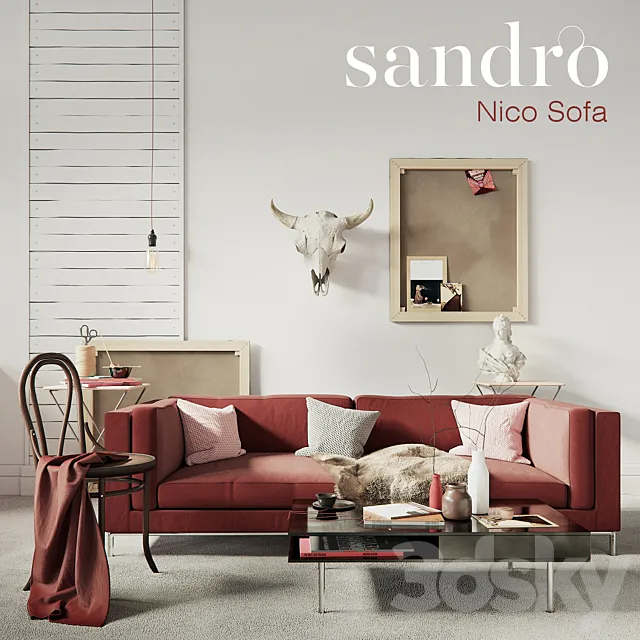 SANDRO Nico Sofa Claret set 3DModel