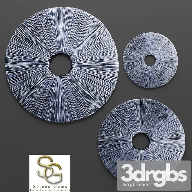 Sandstone Ribbed Wall Art Set Painting Sculpture 3D Model Free