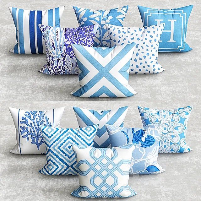 SANIBEL COLLECTION BLUE CORAL PILLOW 3DModel