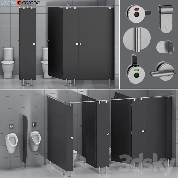 Sanitary partitions for public toilets FunderMax 1 (constructor) 3D Model Free