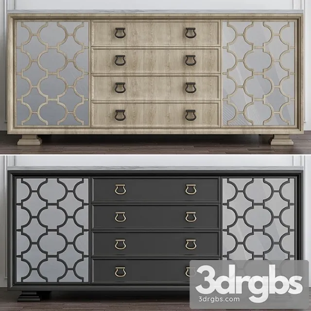 Santa barbara stone top dining console 2 3D Model Free