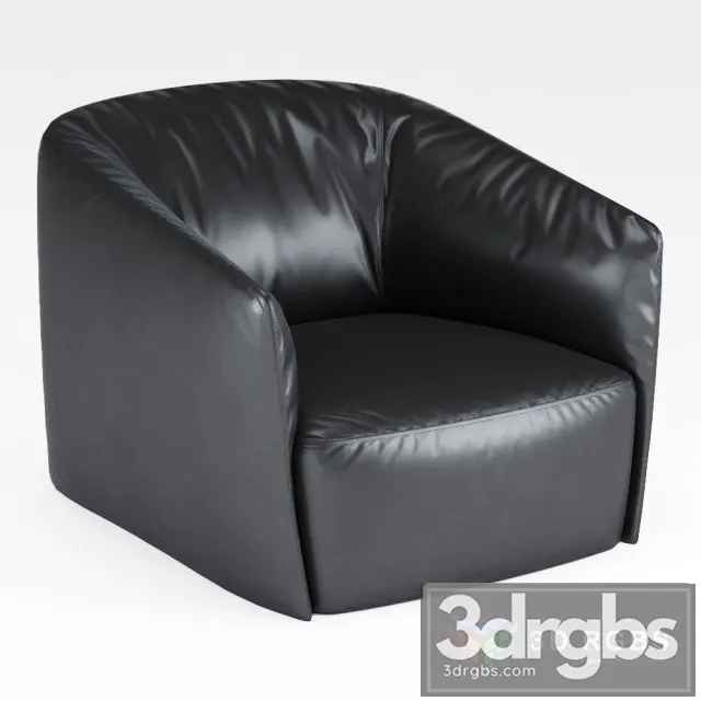 Santa Monica  Leather Black Armchair 3D Model Free