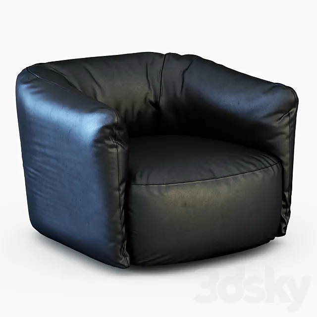 Santa Monica Leather Swivel Armchair Poliform 3DModel