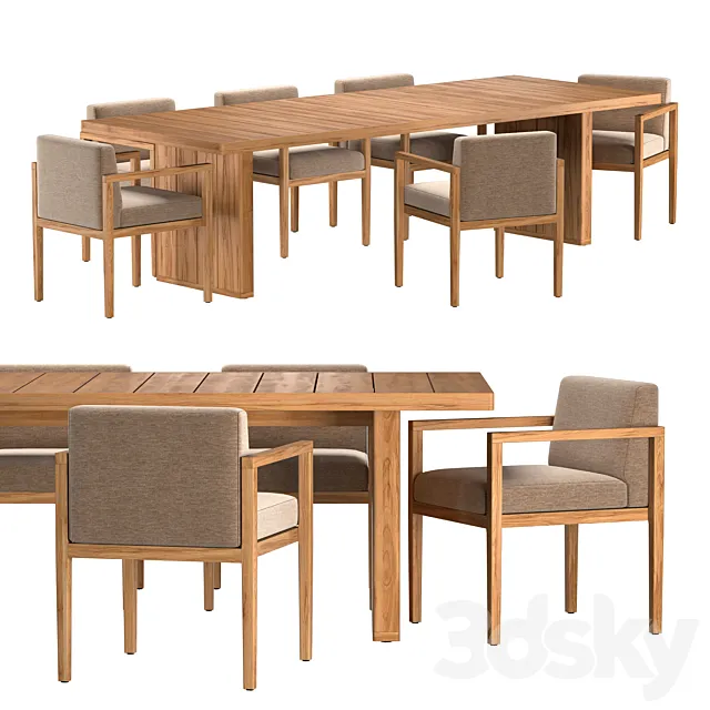 SANTOS TEAK DINING GROUP 3D Model