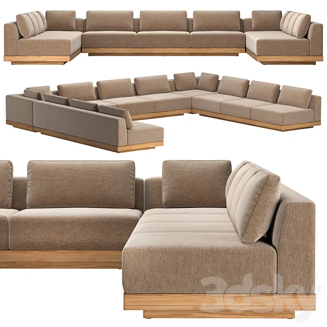 SANTOS TEAK MODULAR U-SOFA SECTIONAL 3D Model