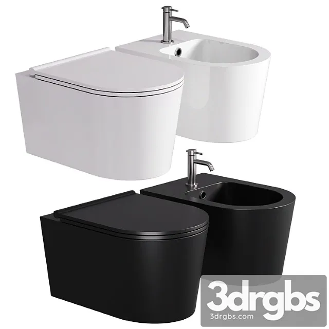 Saqu Trend Compact Hangtoilet Randloos Incl Toiletbril Mat Zwart 3D Model Free