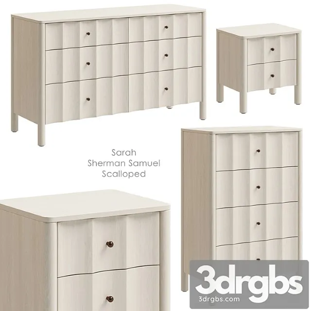 Sarah Sherman Samuel Scalloped Nightstand and Chest of Drawers West Elm 3D Model Free