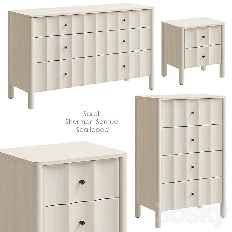 Sarah Sherman Samuel Scalloped Nightstand and chest of drawers West Elm 3D Model Free
