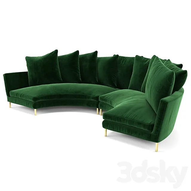 Sardinia Sectional in Emerald Velvet 3DModel