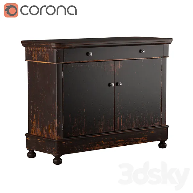 Sarreid | Antique Black Wall Cabinet 3D Model