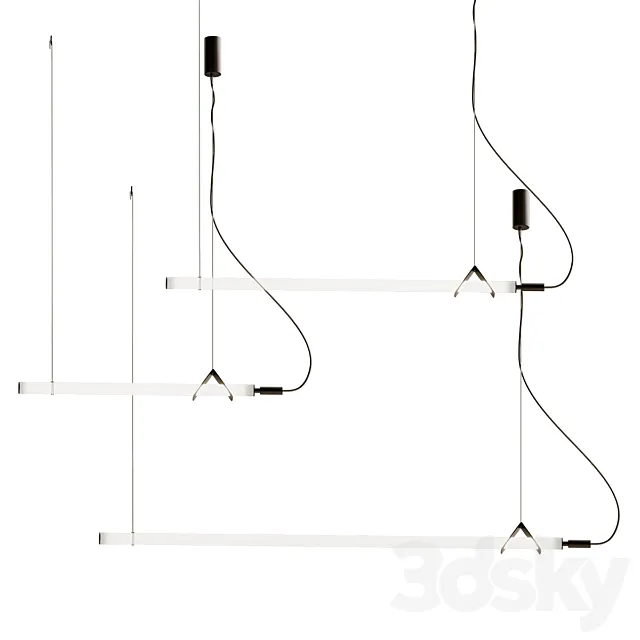 Sasaki Minimalist Linear suspension pendant light 3D Model
