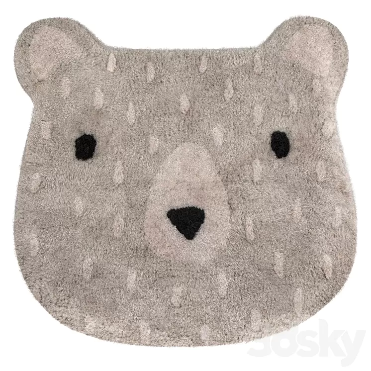 Sass & Belle Gray Bear Camp Rug 3D Model