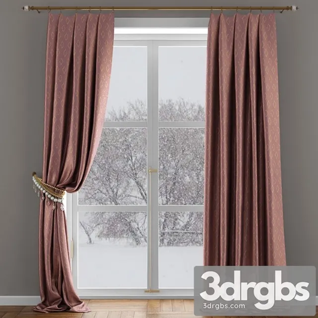 Satin Curtains of Beads With Pickup 3D Model Free