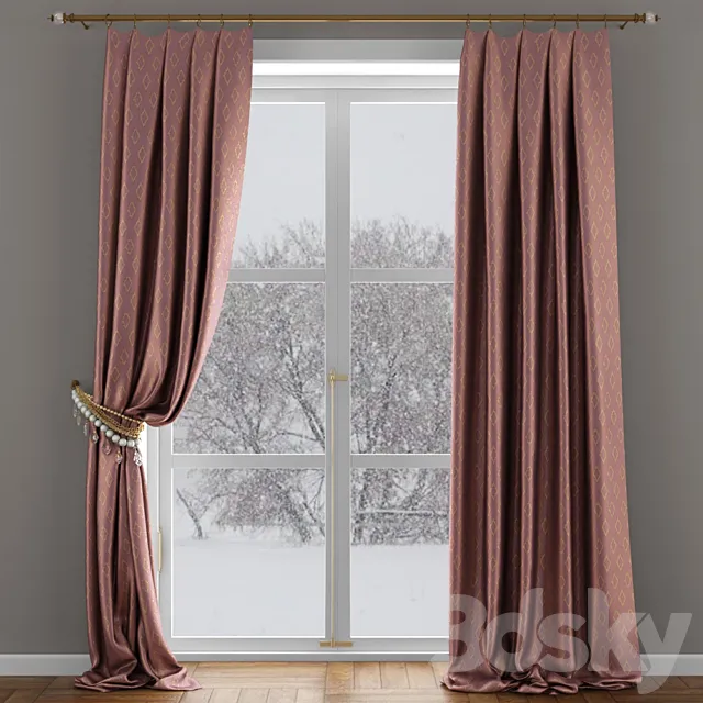 Satin curtains of beads with pickup Free Download