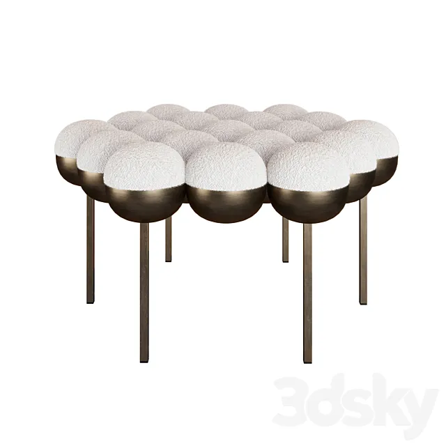 Saturn pouffe large ivory boucle 3DModel