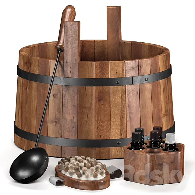 Sauna bath decor set 3D Model