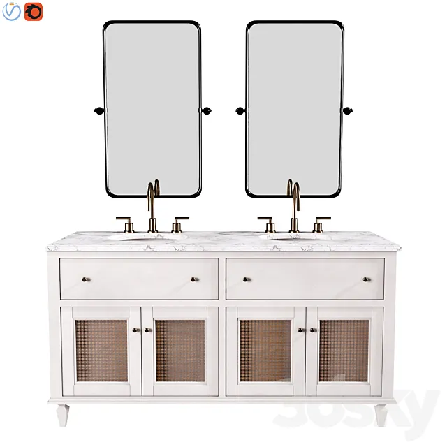 Sausalito 60 Double Sink Bath Vanity 3D Model