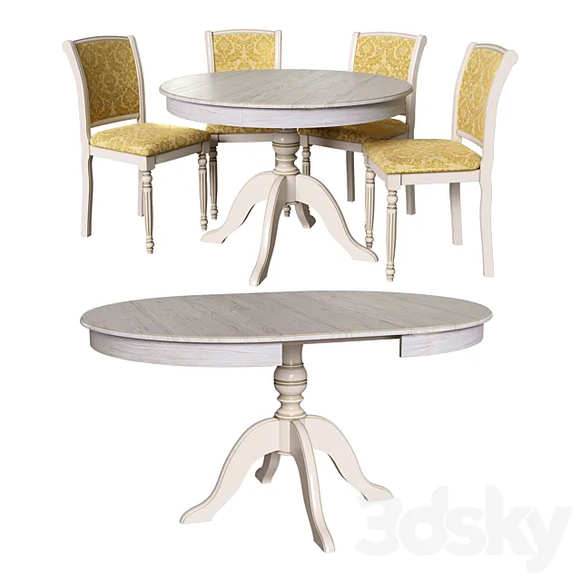 Savona table 3 and chairs Lodi 1_2 3D Model