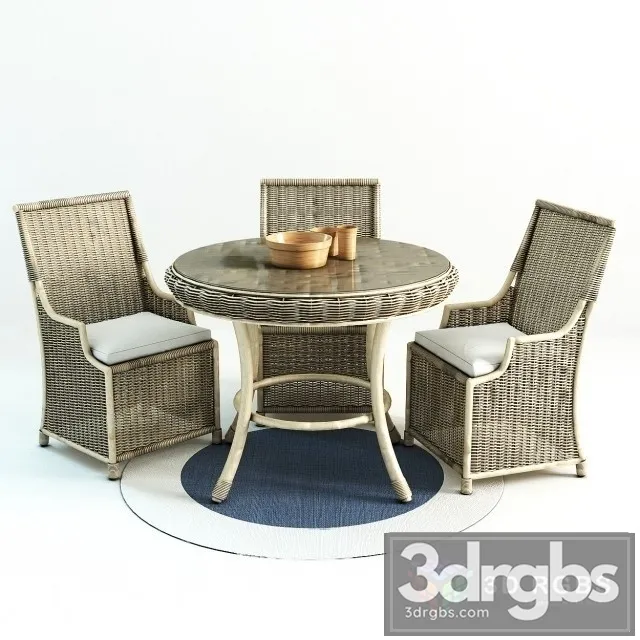 Saybrook All Weather Wicker Wingback Armchair 3D Model Free