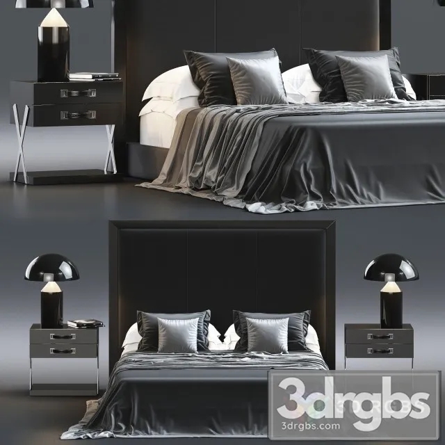 SC Moderm Black Bed 3D Model Free