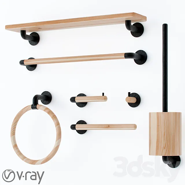 Scandi Bathroom Set 3D Model