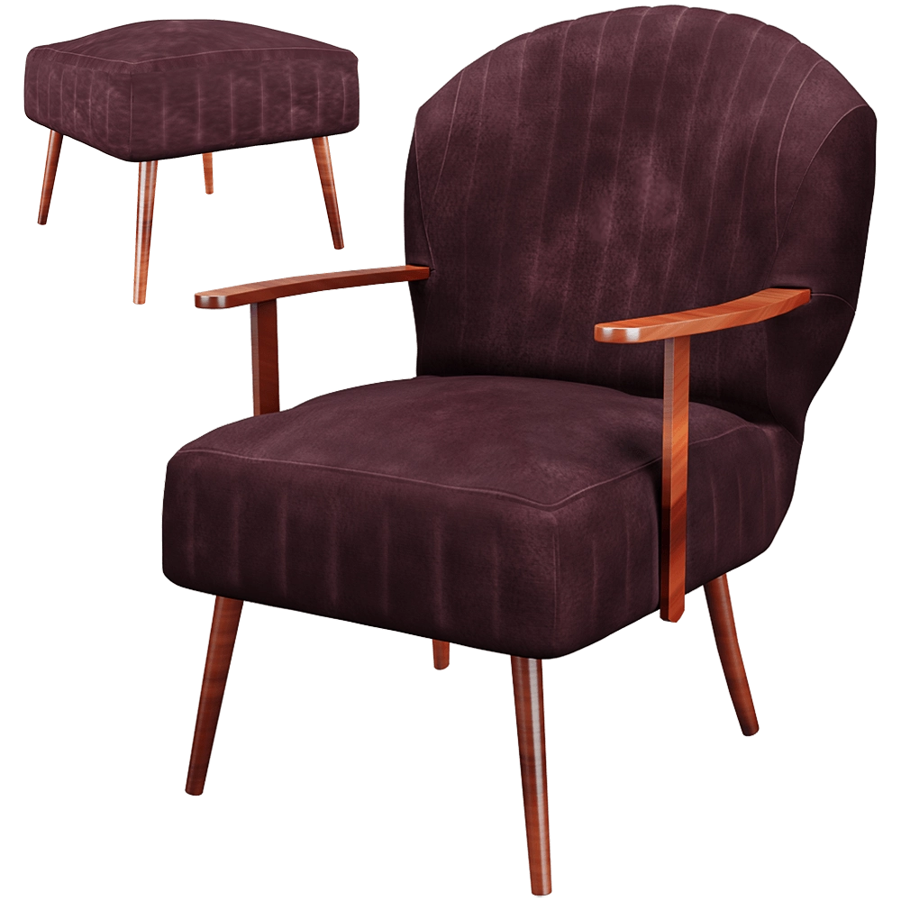 Scandicsofa - Armchair with pouf Vallmor 3D Model