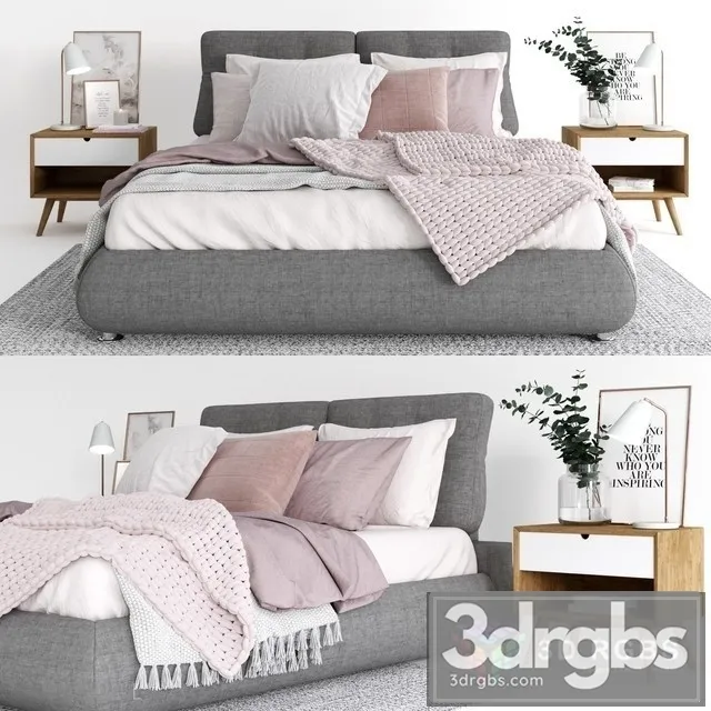 Scandinavian Bedroom Set 01 3D Model Free