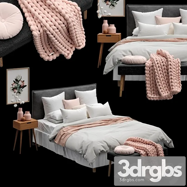 Scandinavian Bedroom Set 01  3D Model Free
