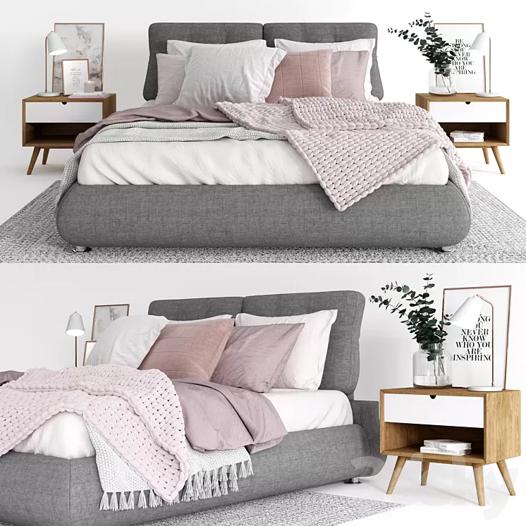 Scandinavian bedroom set 01 3D Model