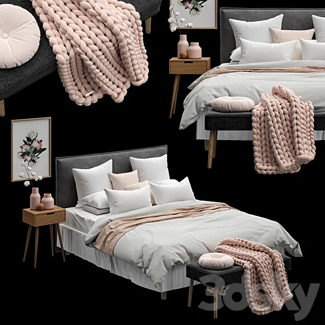 Scandinavian Bedroom Set 01 3DModel